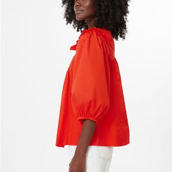 Harshman Elegant Coral Cheryl Ruffles Off Shoulder Blouse 100% Cotton, Small NWT - Picture 4 of 5